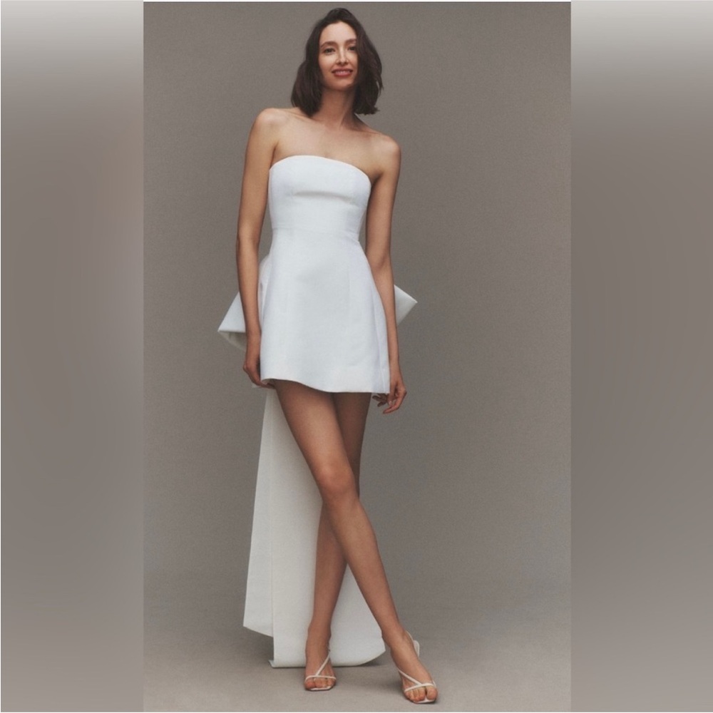 Sachin & Babi Grace Strapless Back-Bow Mini Dress, size 4